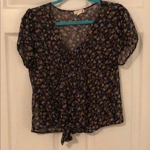 Navy floral top